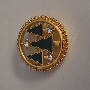 Monet Gold and Green Christmas Tree Brooch